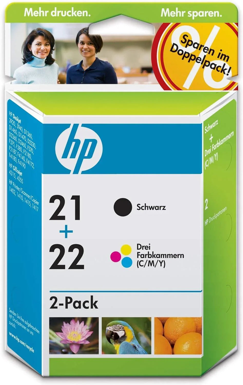 HP SD367AE 21/22 Original Ink Cartridges, Black and Tri-color, Multipack - eBuy UAE